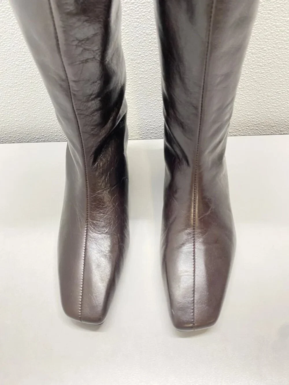NEW Massimo Dutti Womens Leather Knee High Kitten Heel Square  Boots Size 9 Blac